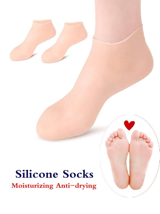 Moisturizing Silicone Gel Spa Socks – Exfoliating Heel Socks for Dry, Cracked Skin | Anti-Slip Foot Care Socks for Softening Calluses